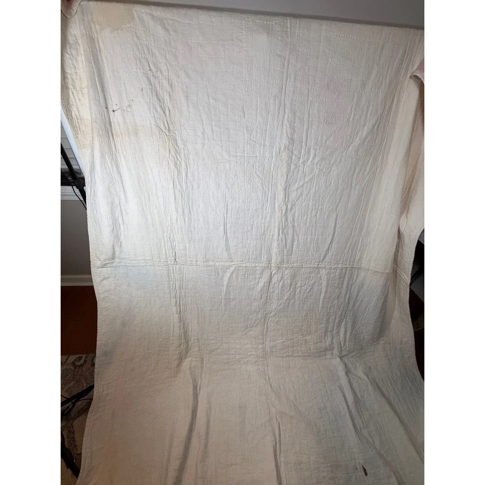 Vintage Handmade Sunbonnet Sue Applique Quilt Pink White Cotton Farmhouse 80x66
